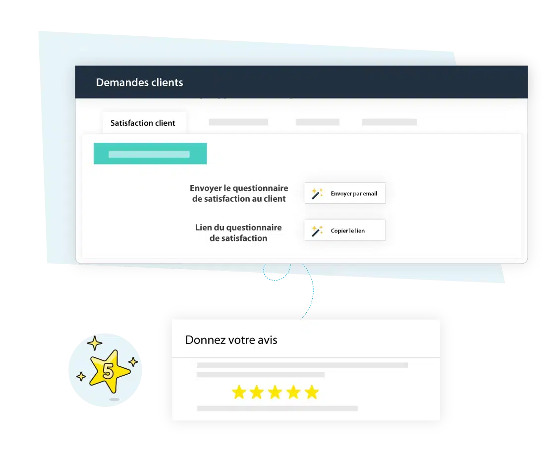 logiciel gmao - illustration de l'envoi d'un questionnaire de satisfaction après le traitement d'une demande client