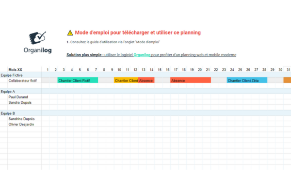 planning pour chantier et travaux de rénovations et construction